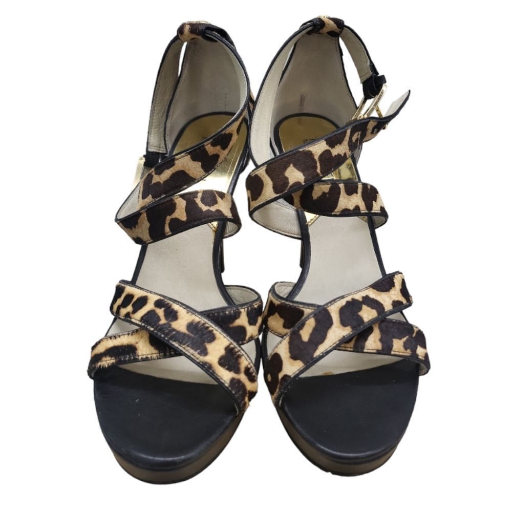 MICHALE KORS MK Cheetah Print Calf Fur Heels Sandal Size 8 - Picture 2 of 9